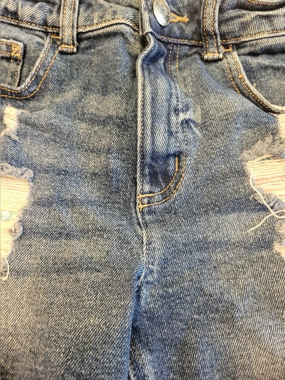 Justice Brand Mini Mom Distressed Short Sequin Pocket Girls Size 10